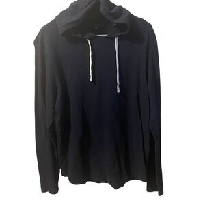 Vince Slub Popover Hoodie in black cotton- Medium
